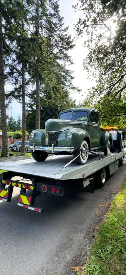 Tow truck with classic car