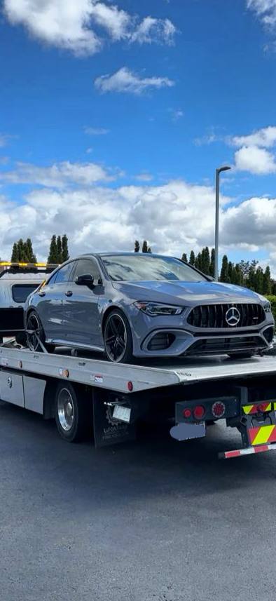 Mercedes on flatbed